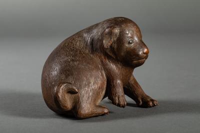 Japanese Hard Wood Carving of a Puppy