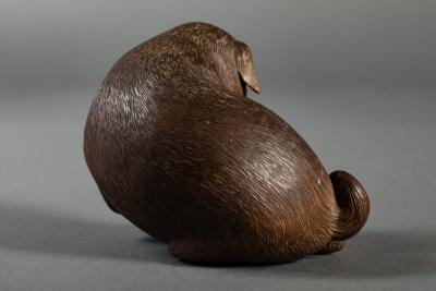 Japanese Hard Wood Carving of a Puppy