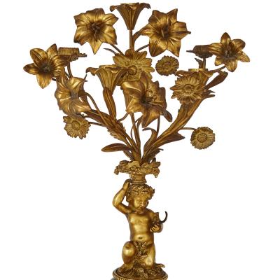 Japanese Imari porcelain and gilt bronze clock set