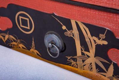 Japanese Lacquer Box with Bamboo Plum and Family Crest