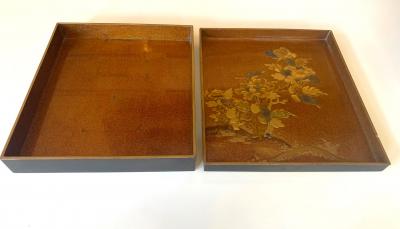 Japanese Lacquer Box with Fine Maki e Decoration Meiji Period