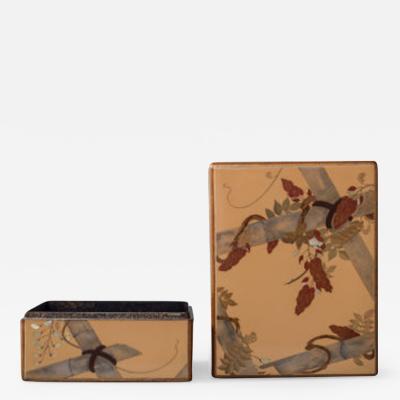 Japanese Lacquer Letter Box with Flowers and Butterfly