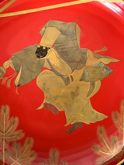 Japanese Lacquer Maki e Plate of Masked Dancer