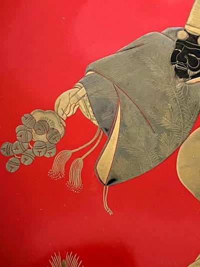 Japanese Lacquer Maki e Plate of Masked Dancer