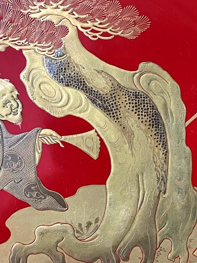 Japanese Lacquer Maki e Plate of Takasago Story