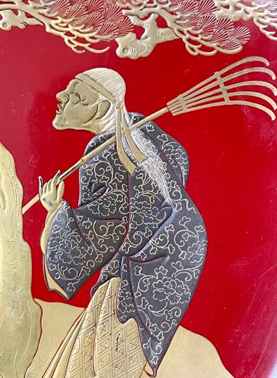 Japanese Lacquer Maki e Plate of Takasago Story