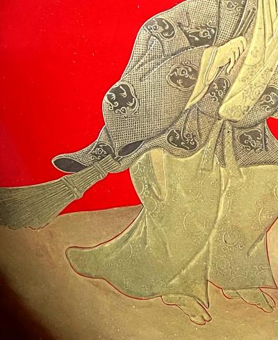 Japanese Lacquer Maki e Plate of Takasago Story