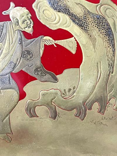 Japanese Lacquer Maki e Plate of Takasago Story