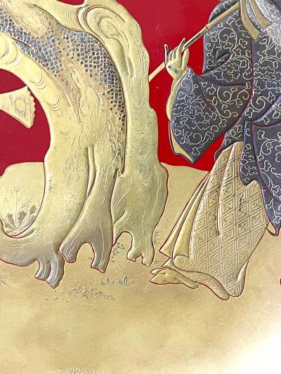 Japanese Lacquer Maki e Plate of Takasago Story