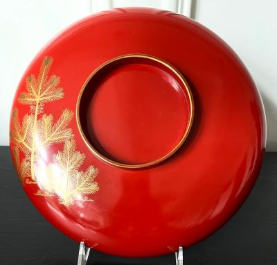 Japanese Lacquer Maki e Plate of Takasago Story