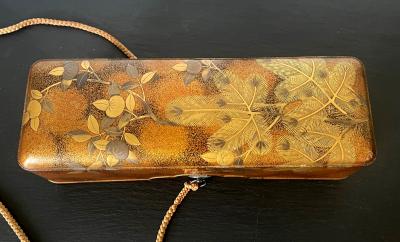 Japanese Lacquer Maki e Scroll Box Fubako by Kansonsai Edo Period