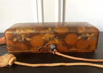 Japanese Lacquer Maki e Scroll Box Fubako by Kansonsai Edo Period