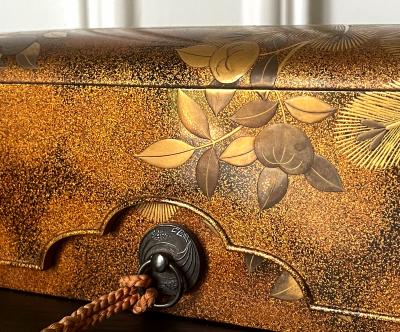 Japanese Lacquer Maki e Scroll Box Fubako by Kansonsai Edo Period