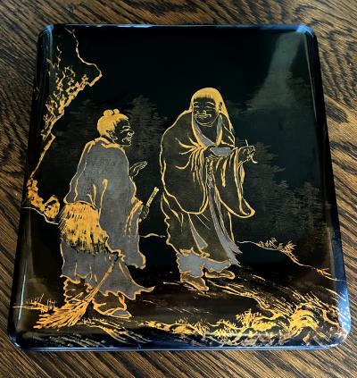 Japanese Lacquer Maki e Tiered Scholar Suzuribako and Ryoshibako