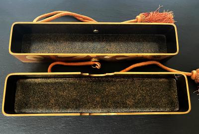 Japanese Lacquered Gold Maki e Naga Fubako Meiji Period