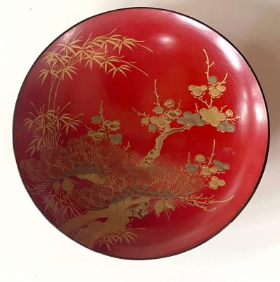 Japanese Lacquered Sake Drinking Set Meiji Period