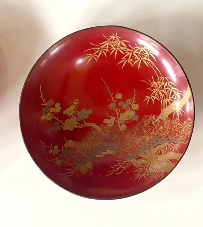 Japanese Lacquered Sake Drinking Set Meiji Period