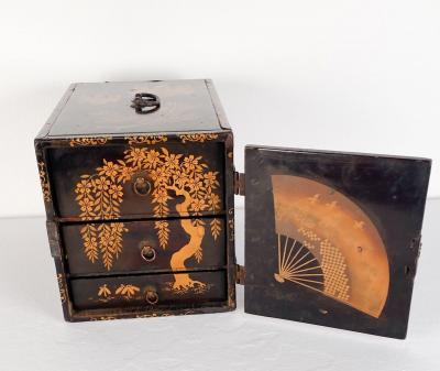 Japanese Lacquered Three Drawer Trunk circa 1910