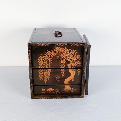 Japanese Lacquered Three Drawer Trunk circa 1910