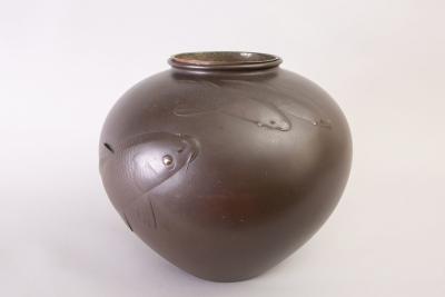 Japanese Large Bronze Vase With Carp Design