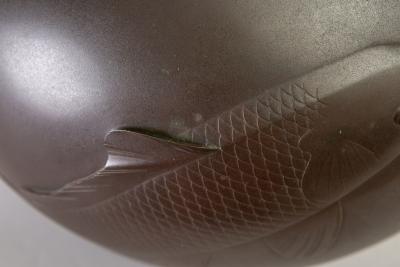 Japanese Large Bronze Vase With Carp Design