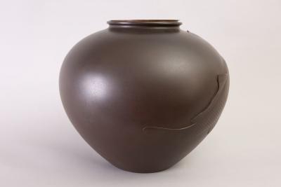 Japanese Large Bronze Vase With Carp Design