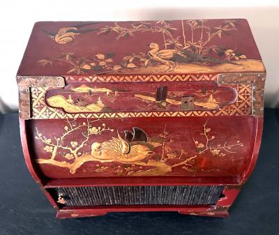 Japanese Maki e Lacquered Wood Kodansu Small Chest with Drawers Meiji Period