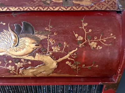 Japanese Maki e Lacquered Wood Kodansu Small Chest with Drawers Meiji Period