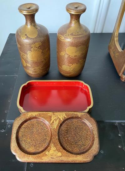 Japanese Maki e Lacquerware Portable Lunch Set Sagejubako