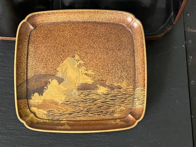 Japanese Maki e Lacquerware Portable Lunch Set Sagejubako