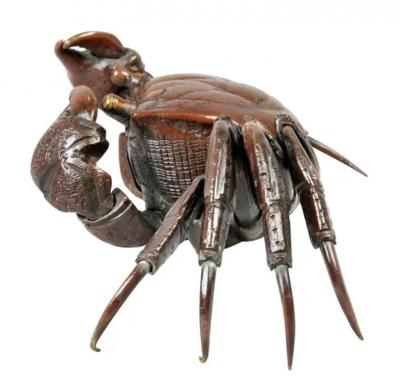 Japanese Meiji Articulated Bronze Crab