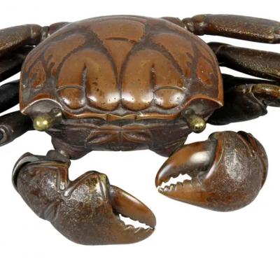 Japanese Meiji Articulated Bronze Crab