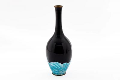 Japanese Meiji Cloisonn Enamel Ginbari Vase Green Dragon by Kumeno Teitaro