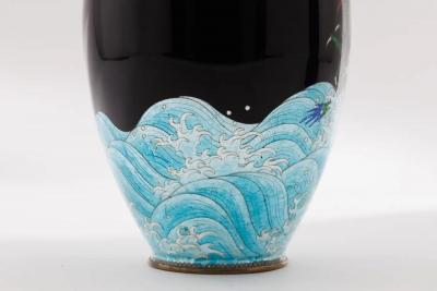 Japanese Meiji Cloisonn Enamel Ginbari Vase Green Dragon by Kumeno Teitaro