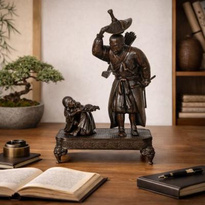 Japanese Meiji Period Bronze Okimono Sculpture of a Samurai 19th century