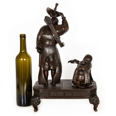 Japanese Meiji Period Bronze Okimono Sculpture of a Samurai 19th century