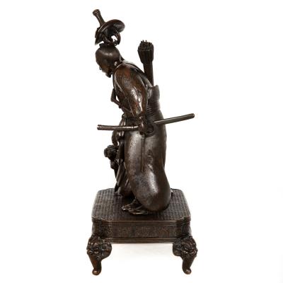 Japanese Meiji Period Bronze Okimono Sculpture of a Samurai 19th century