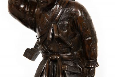 Japanese Meiji Period Bronze Okimono Sculpture of a Samurai 19th century