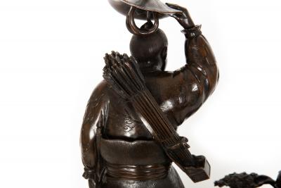 Japanese Meiji Period Bronze Okimono Sculpture of a Samurai 19th century