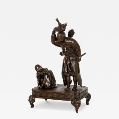 Japanese Meiji Period Bronze Okimono Sculpture of a Samurai 19th century