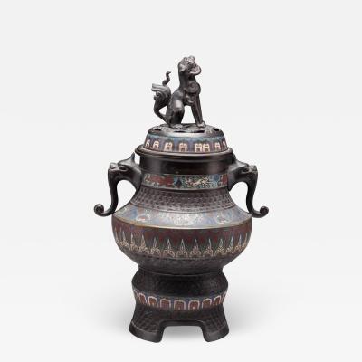 Japanese Meiji Period Cloisonne Bronze Censer