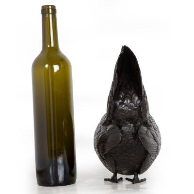 Japanese Meiji Period Pair of Bronze Sculptures Okimono of Rooster Hen