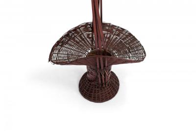 Japanese Mission Wicker Flower Basket Shaped Vase
