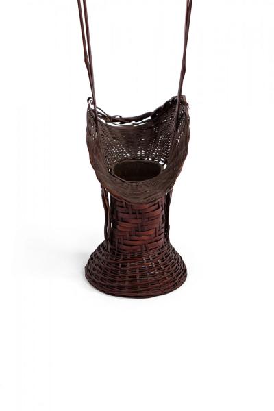 Japanese Mission Wicker Flower Basket Shaped Vase