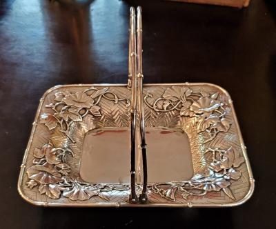 Japanese Miyamoto Meiji Period Solid Silver Basket