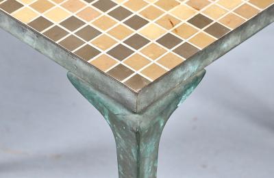 Japanese Modern Brass Murano Mosaic Tile Top Side Table