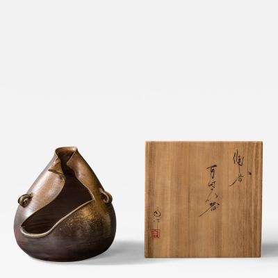 Japanese Modern Showa Period Bizen Flower Arranging Vase