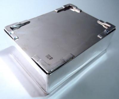 Japanese Modern Silver Box with Gilt Chrysanthemum