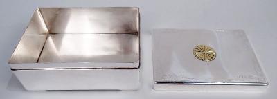 Japanese Modern Silver Box with Gilt Chrysanthemum