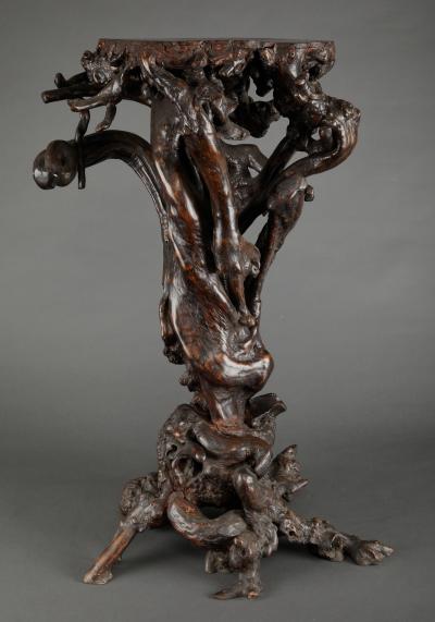 Japanese Natural Wood Free Form Presentation Stand